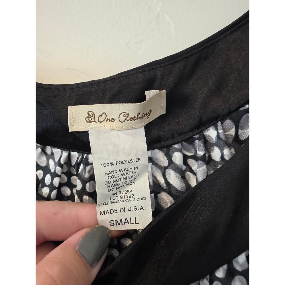 One Clothing Black White Mod Dot Mini Dress Small Made USA - Picture 5 of 5